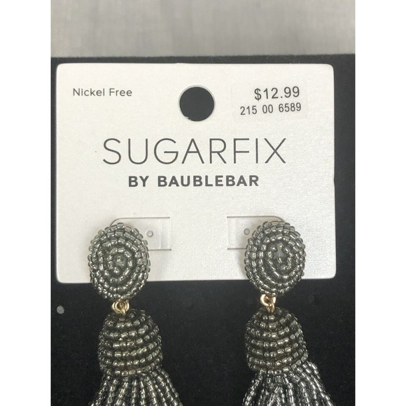 Sugarfix by BaubleBar Gray Polished Beaded Tassel Earrings 4/$20 - Picture 8 of 9